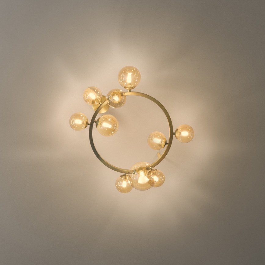 Ideal Lux - LED paviršinė liustra PERLAGE, 10xG9/3W/230V, Ø 70 cm, auksinė / dūminė smėlinė