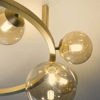 Ideal Lux - LED paviršinė liustra PERLAGE, 10xG9/3W/230V, Ø 70 cm, auksinė / dūminė smėlinė