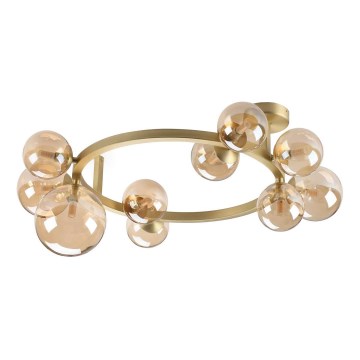 Ideal Lux - LED paviršinė liustra PERLAGE, 10xG9/3W/230V, Ø 70 cm, auksinė / dūminė smėlinė