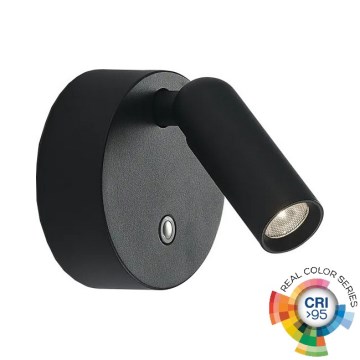 Ideal Lux - LED reguliuojamas įkraunamas jutiklinis sieninis taškinis šviestuvas BEAN LED/3W/5V 2200 mAh CRI 95 juodas