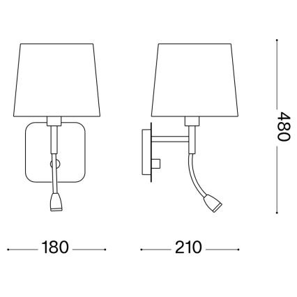 Ideal Lux - LED Lanksti sieninė lempa NORDIK 1xE14/40W + LED/1,5W/230V
