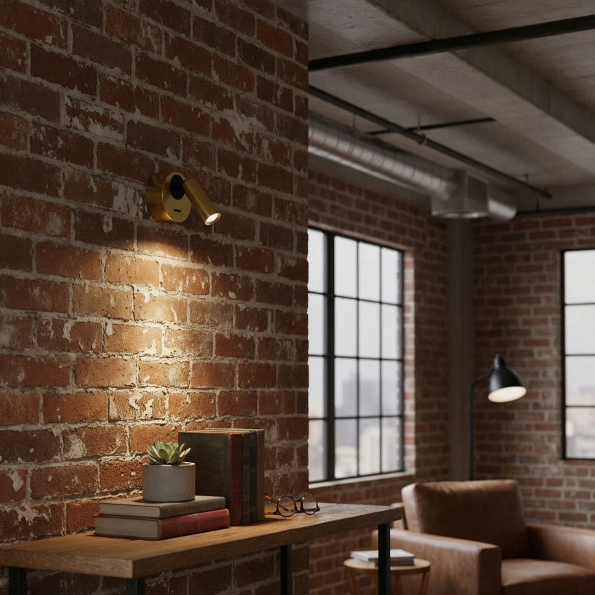 Ideal Lux - LED sieninis akcentinis šviestuvas BEAN LED/3W/230V CRI 90 žalvaris