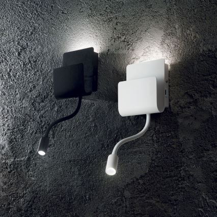 Ideal Lux - LED sieninis akcentinis šviestuvas su lankstus maža lempa PROBE LED/9,5W/230V USB CRI 90 juoda