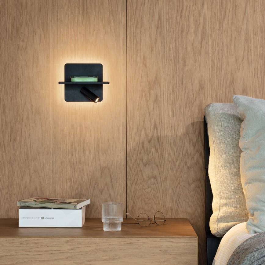 Ideal Lux - LED sieninis kryptinis šviestuvas PIANO LED/10W/230V CRI 90 USB juodas