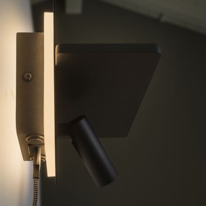 Ideal Lux - LED sieninis kryptinis šviestuvas PIANO LED/10W/230V CRI 90 USB juodas