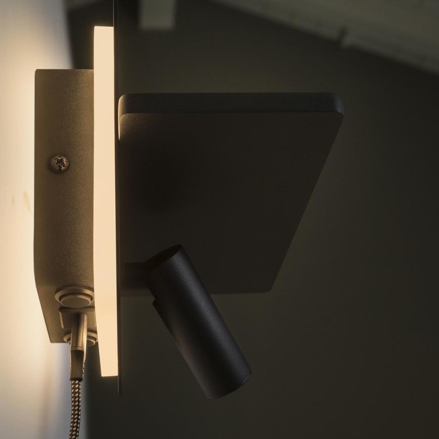 Ideal Lux - LED sieninis kryptinis šviestuvas PIANO LED/10W/230V CRI 90 USB juodas