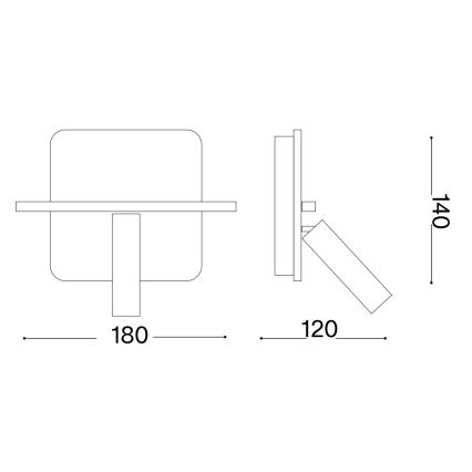 Ideal Lux - LED sieninis kryptinis šviestuvas PIANO LED/10W/230V CRI 90 USB juodas