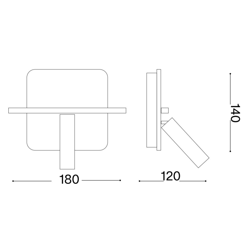 Ideal Lux - LED sieninis kryptinis šviestuvas PIANO LED/10W/230V CRI 90 USB juodas