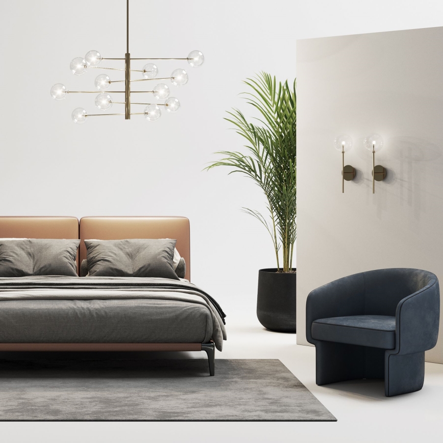 Ideal Lux - LED sieninis šviestuvas EQUINOXE 1xG4/2W/230V žalvaris/permatoma