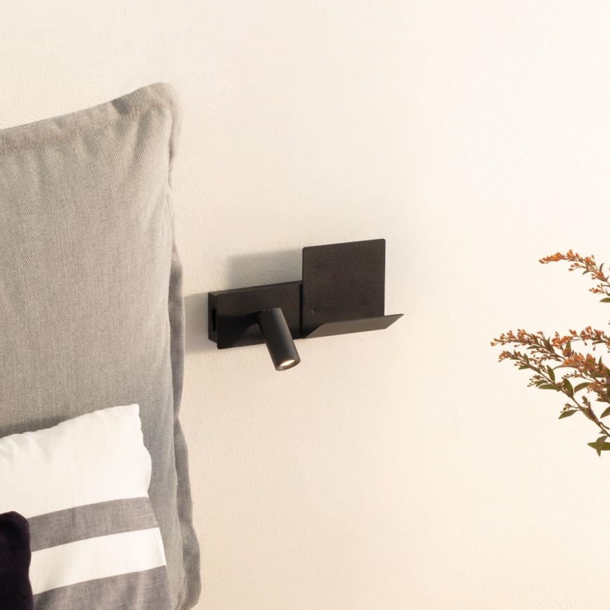 Ideal Lux - LED sieninis šviestuvas KOMODO LED/4,5W/230V USB CRI 90 juoda