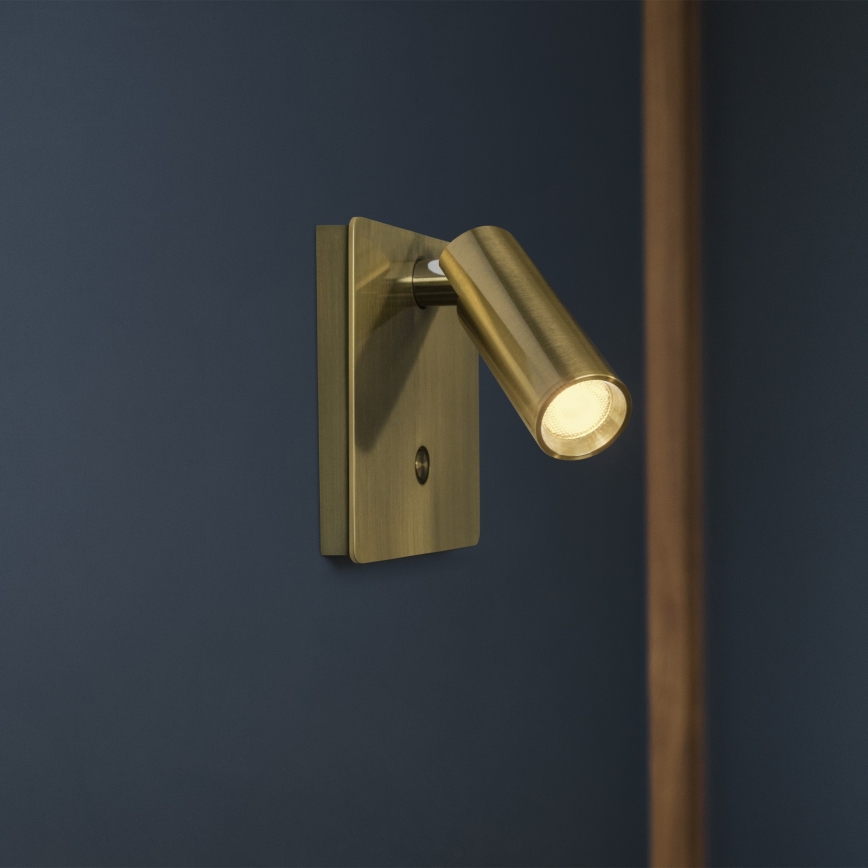 Ideal Lux - LED Sieninis taškinis šviestuvas LITE LED/3W/230V CRI 90 žalvaris