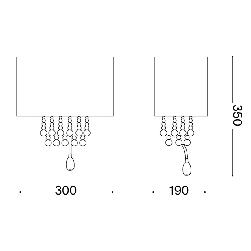 Ideal Lux - LED krištolinis sieninis šviestuvas OPERA 2xE14/40W/230V + LED/1W balta