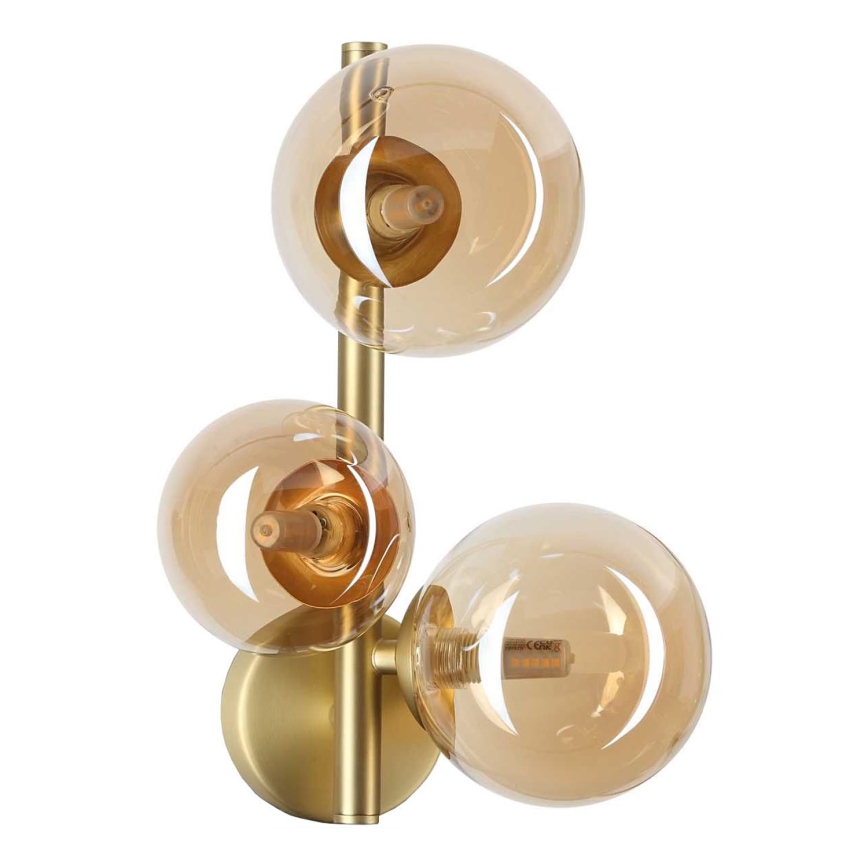Ideal Lux - LED sieninis šviestuvas PERLAGE 3xG9/3W/230V auksas/dūminis