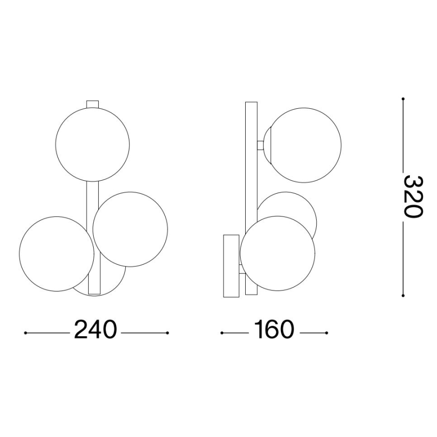Ideal Lux - LED sieninis šviestuvas PERLAGE 3xG9/3W/230V auksas/dūminis