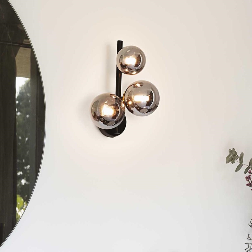 Ideal Lux - LED sieninis šviestuvas PERLAGE 3xG9/3W/230V juoda/dūminis
