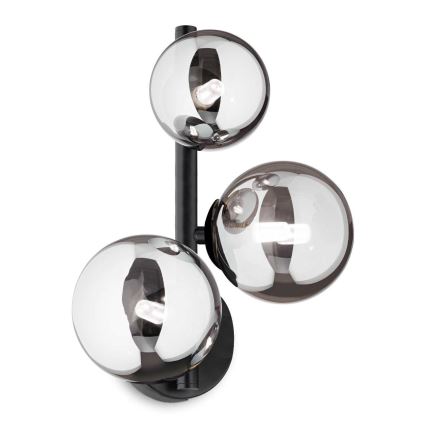 Ideal Lux - LED sieninis šviestuvas PERLAGE 3xG9/3W/230V juoda/dūminis