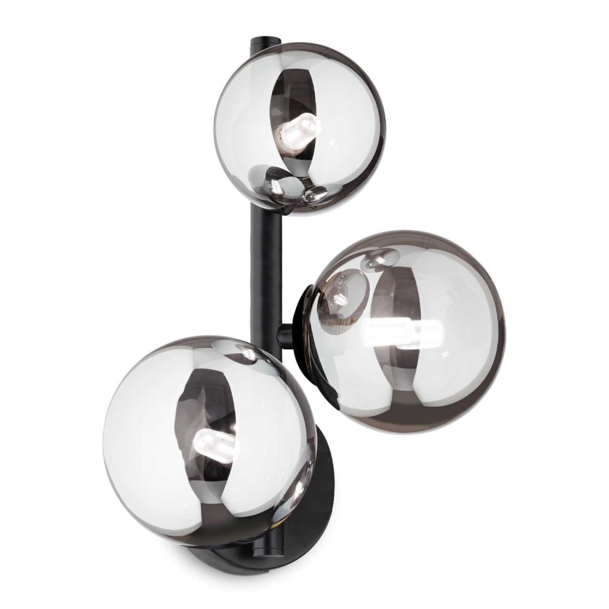 Ideal Lux - LED sieninis šviestuvas PERLAGE 3xG9/3W/230V juoda/dūminis