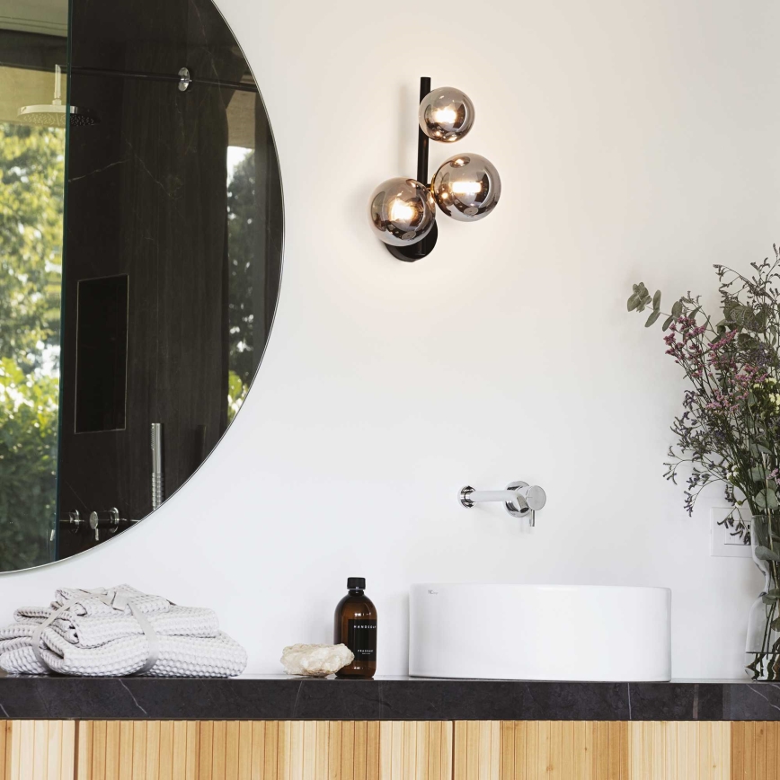 Ideal Lux - LED sieninis šviestuvas PERLAGE 3xG9/3W/230V juoda/dūminis
