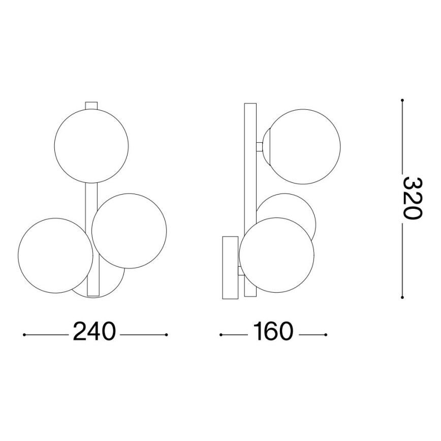 Ideal Lux - LED sieninis šviestuvas PERLAGE 3xG9/3W/230V juoda/dūminis