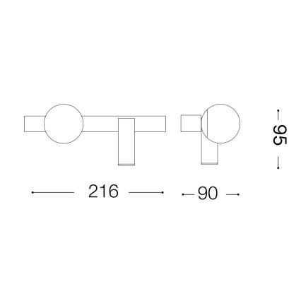 Ideal Lux - LED sieninis šviestuvas PING PONG 2xLED/3W/230V CRI 90 žalvaris