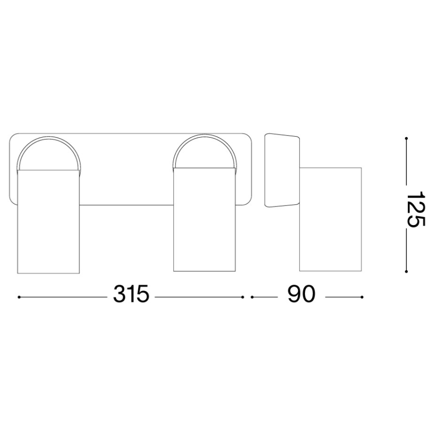 Ideal Lux - LED sieninis taškinis šviestuvas RUDY 2xGU10/7W/230V CRI 90 juodas