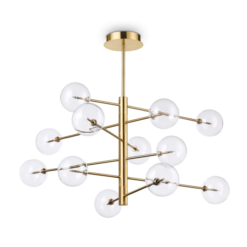 Ideal Lux - LED sietynas EQUINOXE 12xG4/2W/230V diametras 124 cm žalvaris/permatoma