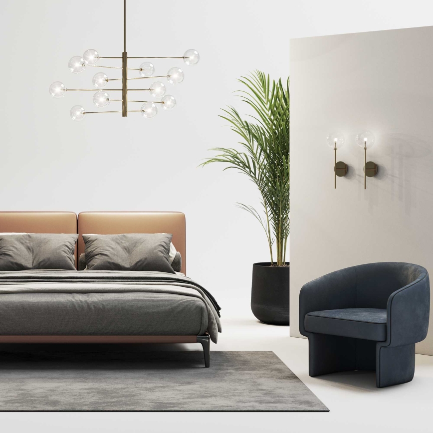 Ideal Lux - LED sietynas EQUINOXE 12xG4/2W/230V diametras 124 cm žalvaris/permatoma