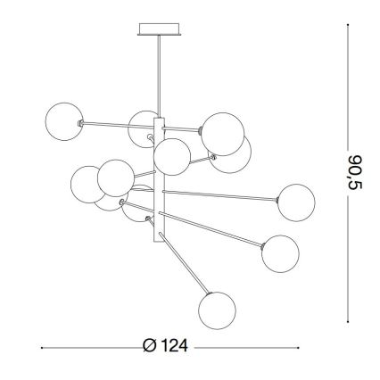 Ideal Lux - LED sietynas EQUINOXE 12xG4/2W/230V diametras 124 cm žalvaris/permatoma