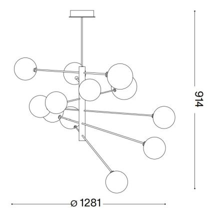 Ideal Lux - LED sietynas EQUINOXE 12xG4/2W/230V diametras 128,1 cm žalvaris/dūminis