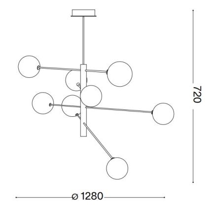 Ideal Lux - LED sietynas EQUINOXE 8xG4/2W/230V diametras 128 cm žalvaris/dūminis