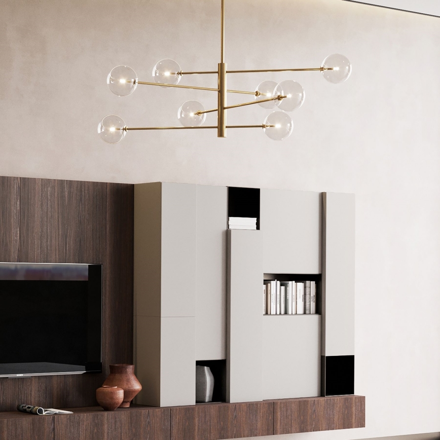Ideal Lux - LED sietynas EQUINOXE 8xG4/2W/230V diametras 128 cm žalvaris/permatoma