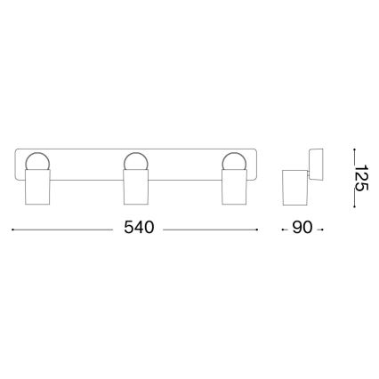 Ideal Lux - LED taškinis šviestuvas RUDY 3xGU10/7W/230V CRI 90 juoda