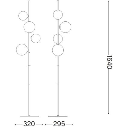 Ideal Lux - LED toršeras PERLAGE 4xG9/3W/230V juoda/dūminis