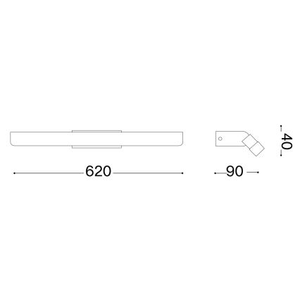 Ideal Lux - LED vonios veidrodžio apšvietimas RIFLESSO LED/16W/230V 62 cm CRI 90 IP54 juoda