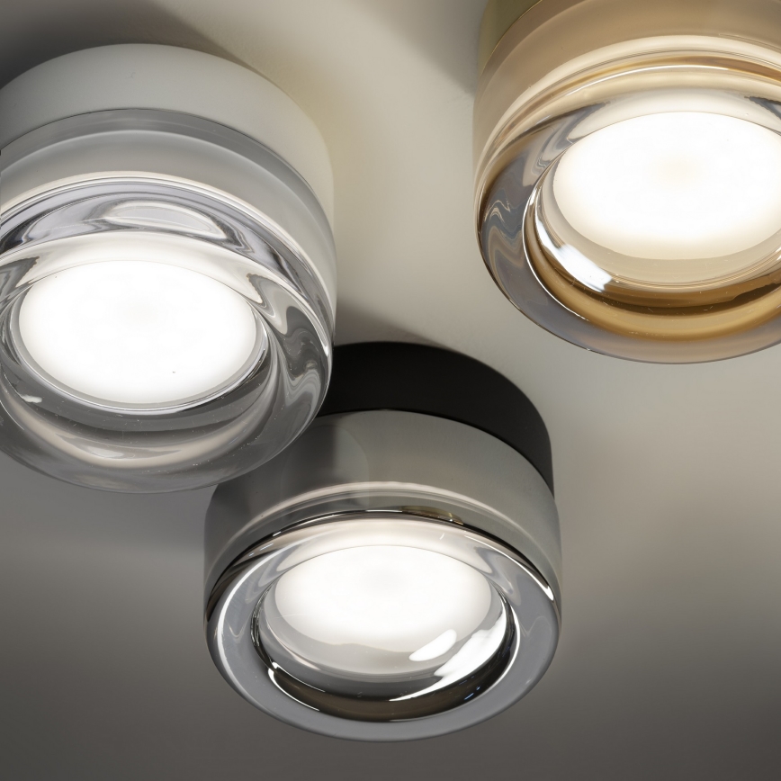 Ideal Lux - LED vonios kambario lubų šviestuvas LOLLY 1xGX53/9W/230V, skersmuo 10,5 cm, IP44, juoda/dūminė juoda