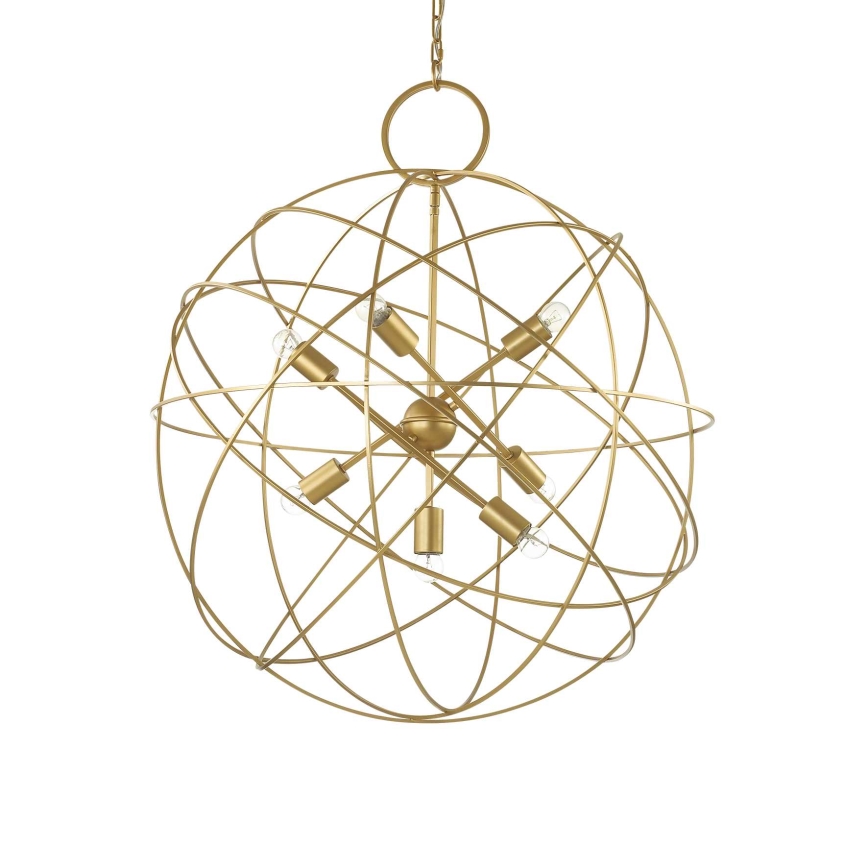 Ideal Lux - Pakabinama liustra KONSE ant grandinės, 7xE27/60W/230V, skersmuo 80 cm, auksinė