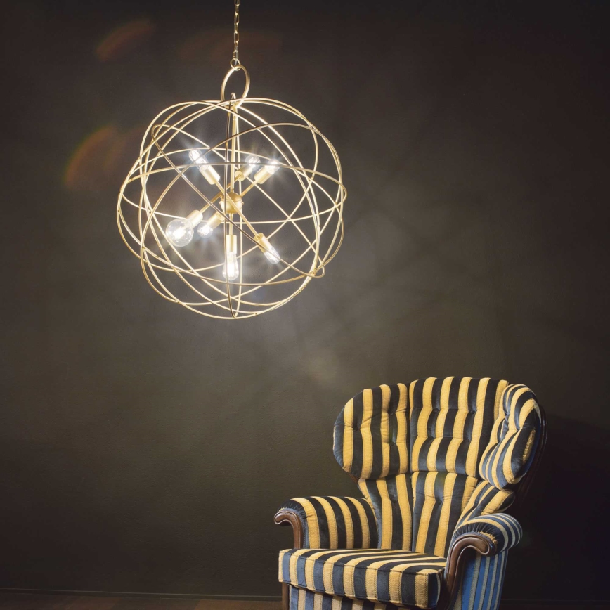 Ideal Lux - Pakabinama liustra KONSE ant grandinės, 7xE27/60W/230V, skersmuo 80 cm, auksinė