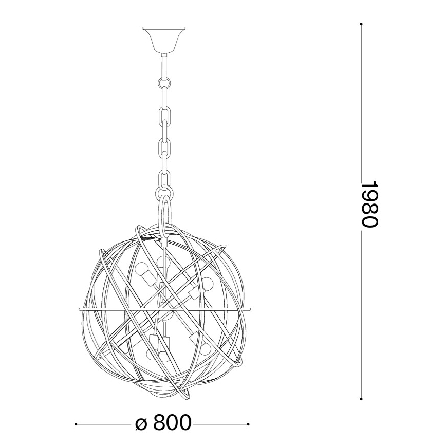 Ideal Lux - Pakabinama liustra KONSE ant grandinės, 7xE27/60W/230V, skersmuo 80 cm, auksinė