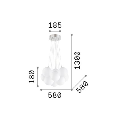 Ideal Lux - Liustra ant laido MAPA 11xE14/40W/230V, skersmuo 58 cm, balta