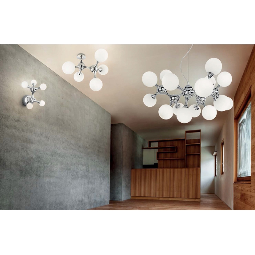 Ideal Lux - Lubinė liustra NODI 5xE14/28W/230V 50x55 cm blizgus chromas/balta