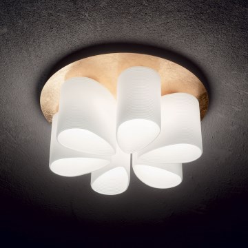 Ideal Lux - Lubinis šviestuvas DAISY 6xE27/52W/230V diametras 60 cm auksas/balta