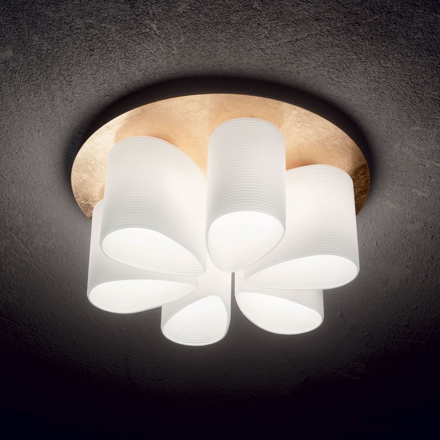 Ideal Lux - Lubinis šviestuvas DAISY 6xE27/52W/230V diametras 60 cm auksas/balta