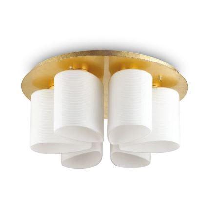 Ideal Lux - Lubinis šviestuvas DAISY 6xE27/52W/230V diametras 60 cm auksas/balta