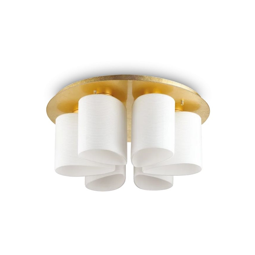 Ideal Lux - Lubinis šviestuvas DAISY 6xE27/52W/230V diametras 60 cm auksas/balta