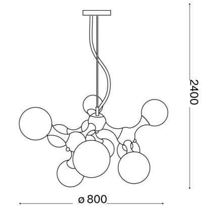 Ideal Lux - NODI pakabinama liustra ant trosų 9xE14/28W/230V, skersmuo 80 cm, blizgus chromas/balta