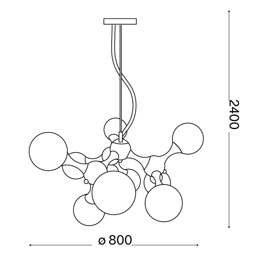 Ideal Lux - NODI pakabinama liustra ant trosų 9xE14/28W/230V, skersmuo 80 cm, blizgus chromas/balta
