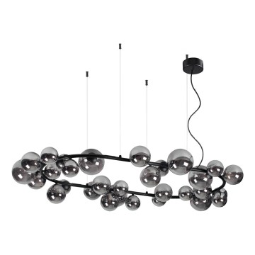 Ideal Lux - pakabinama LED liustra ant laido PERLAGE 30xG9/3W/230V 143 cm juoda/dūminė juoda