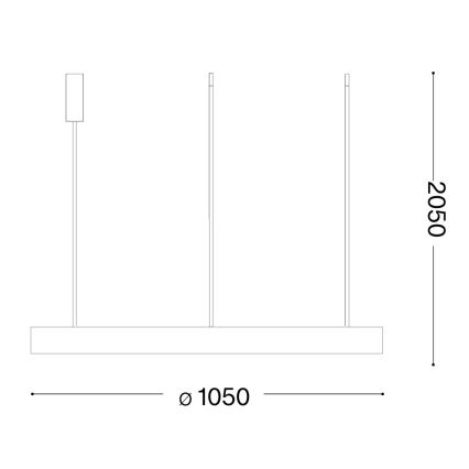 Ideal Lux - Pakabinama LED liustra ant troselio GEMINI LED/78W/230V 2700K pr. 105 cm CRI 90 žalvaris