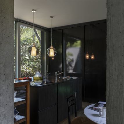 Ideal Lux - Pakabinama liustra ant laido KALIQUE 1xE27/42W/230V skersm. 18 cm dūminė juoda