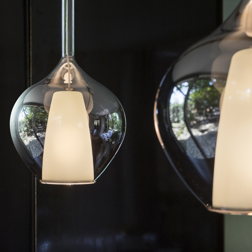 Ideal Lux - Pakabinama liustra ant laido KALIQUE 1xE27/42W/230V skersm. 18 cm dūminė juoda